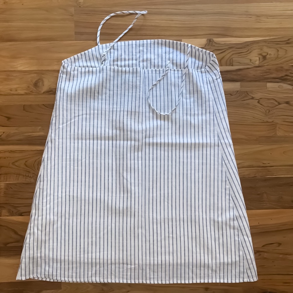 Lightweight White and Blue Striped - Mini Summer Shift Dress ☀️